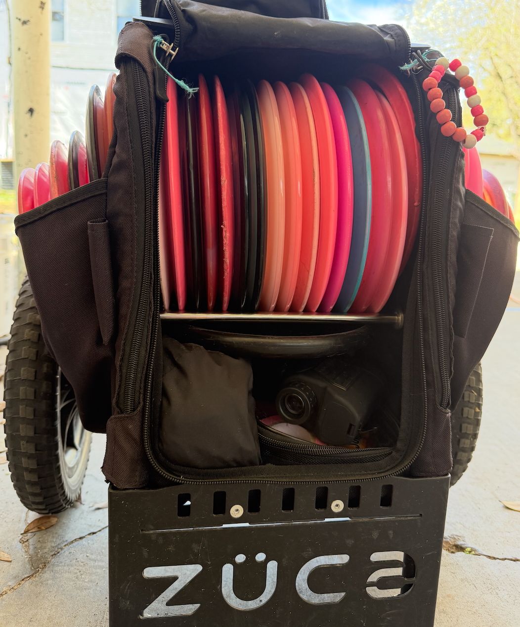 A real photo of Zuca Disc Golf Compact Cart Accessory - Disc Golf Rack by Barry (1)